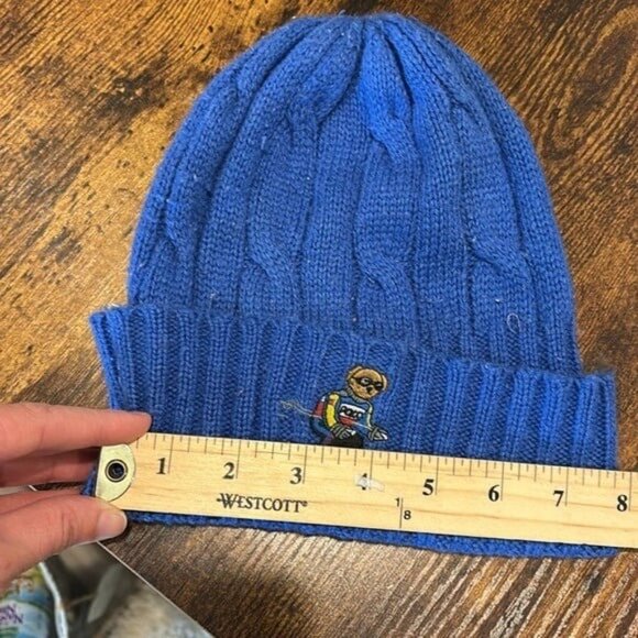 Polo Ralph LAuren BEAR skiing wool blend beanie hat  vintage men women - Picture 4 of 6